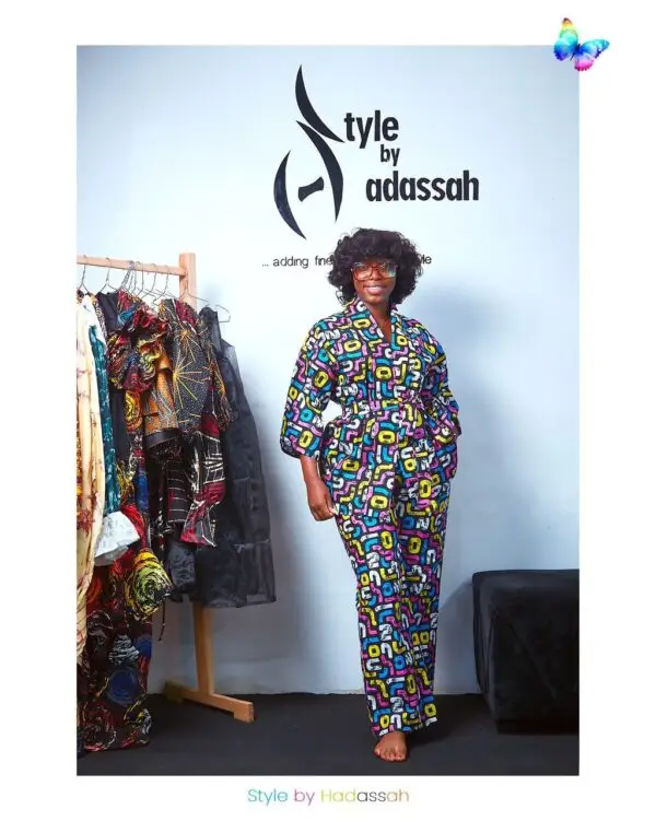 lady wearing a two-piece made from ankara fabric